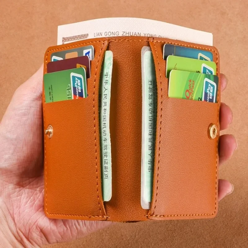 محفظة صغيرة من جلد البولي يوريثان بتصميم كلاسيكي للرجال، محفظة نسائية قصيرة وبسيطة، حقيبة بطاقات ائتمان رفيعة للغاية، محفظة للعملات المعدنية #4