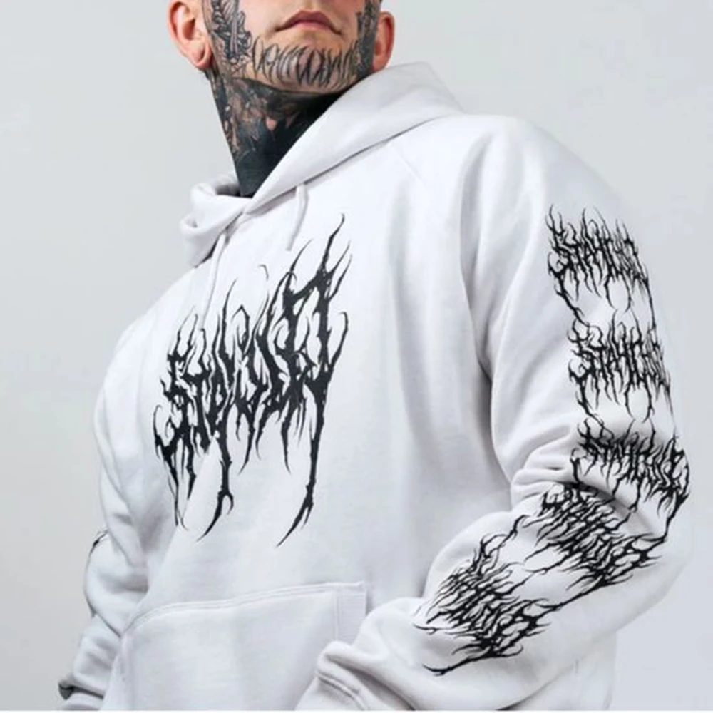 Y2K American Hip-Hop Devil Skull Graffiti Chicano Tattoo Hoodie Youth Couple High Street Cool Trendy Halloween Casual Sweatshirt