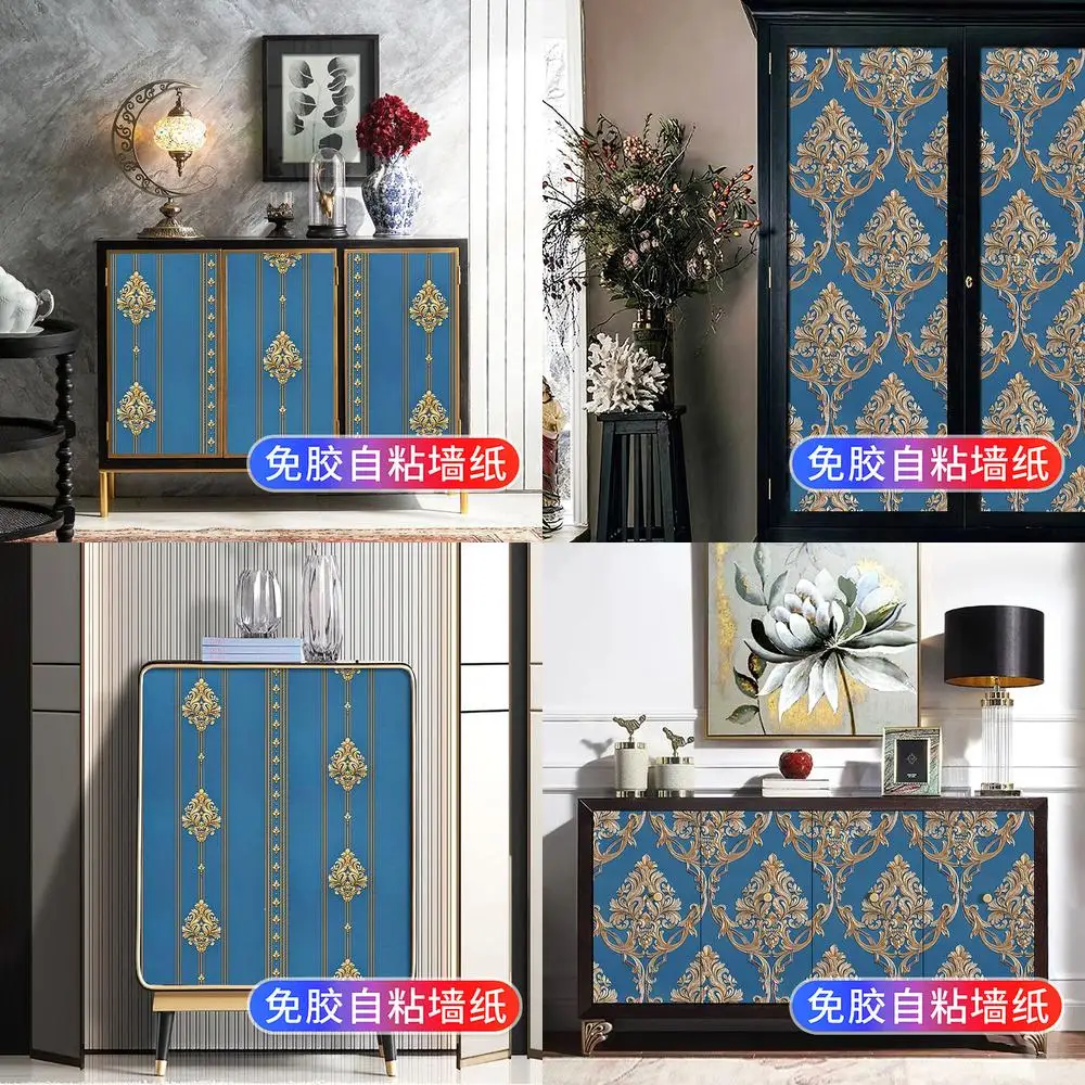 Elegant European Style Self Adhesive Wallpaper for Wardrobe Cabinet Door Furniture Renovation Glass Coloring and Decorative Enha
