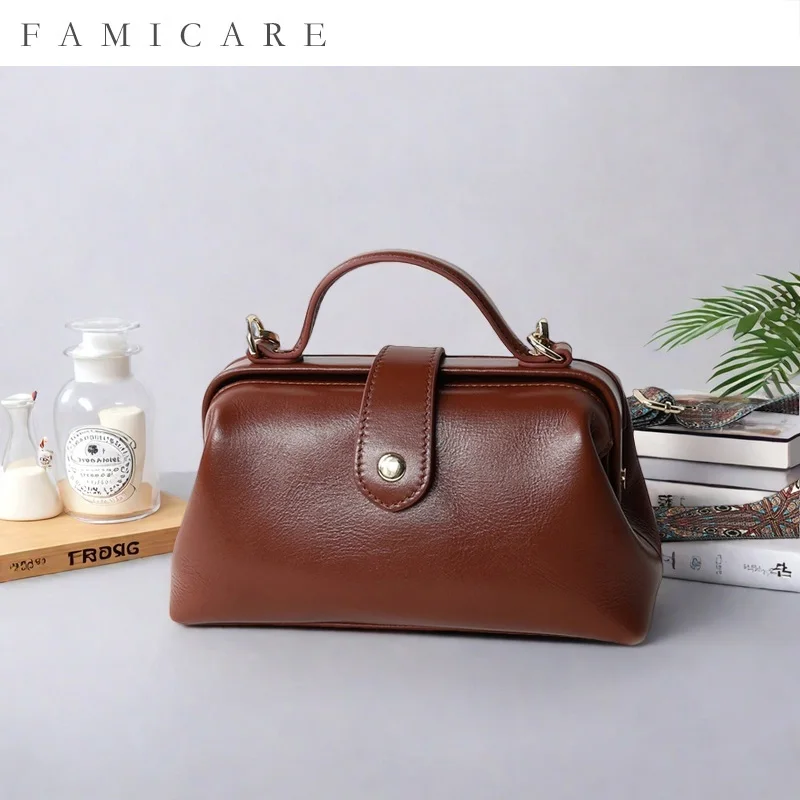

Hot sale Women Bag High Quality Waterproof Genuine Leather Messenger Lady Minimalist Doctor Handbag Girls Crossbody Shoulder Bag