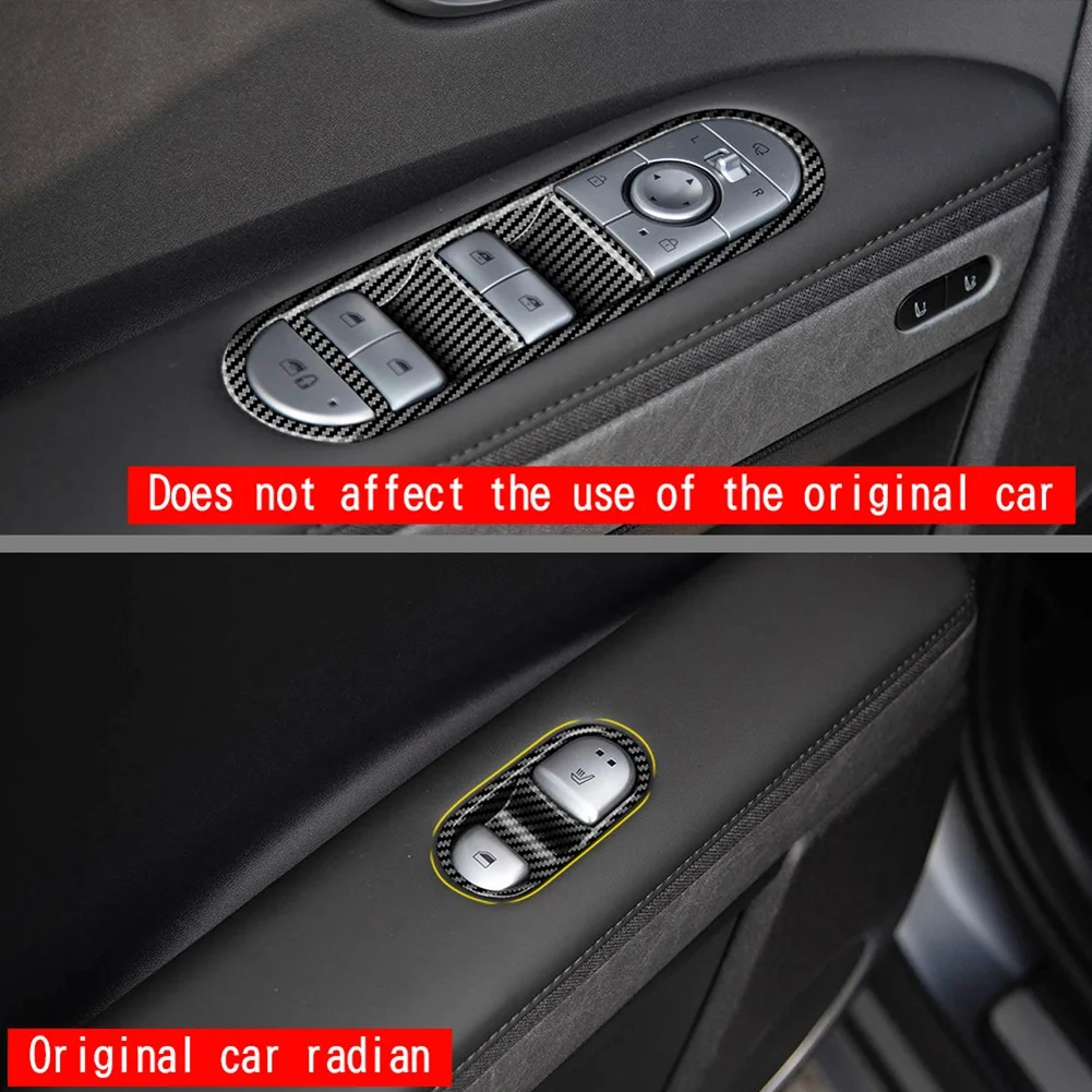 

Excellent-Car Carbon Fiber Window Glass Lift Button Switch Cover Trim Door Armrest Panel For Hyundai Aini Krypton 5 IONIQ 2022+