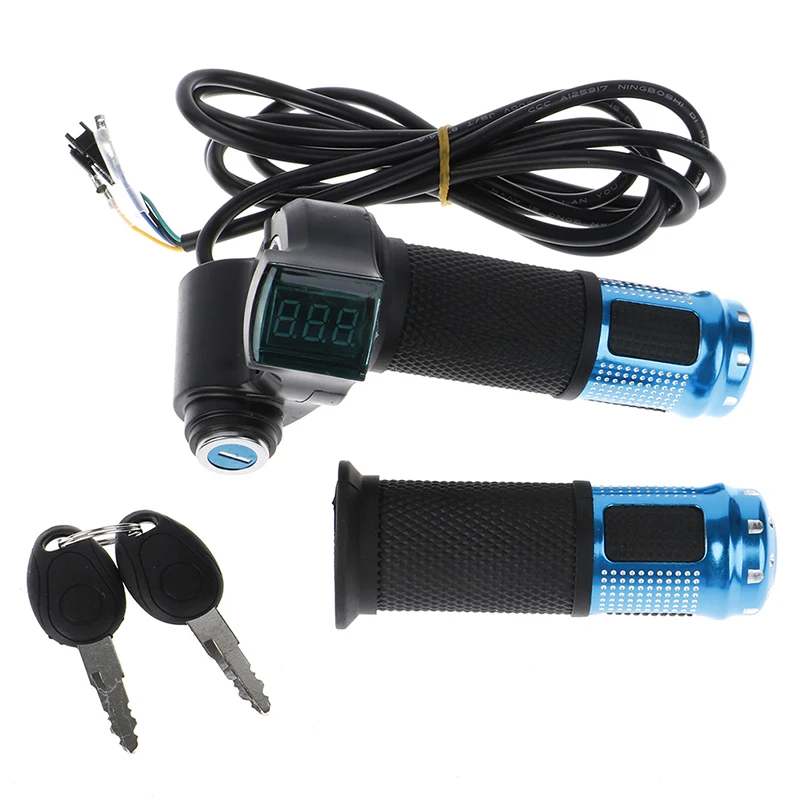 2pcs/1pair Universal  Electric Bike Throttle With LCD Display Indicator Gas Handle Throttle For 12-99V E Motocycle Bicycle Parts