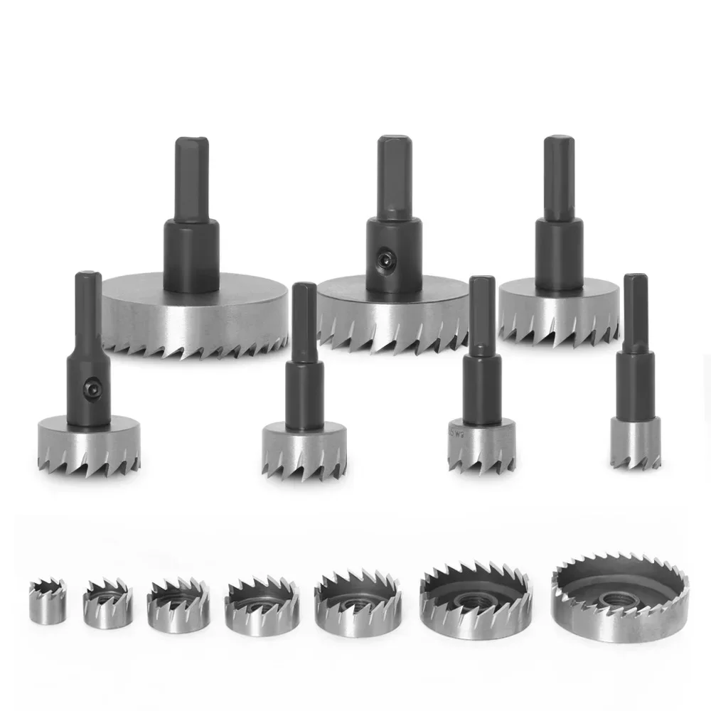 7Pcs 15-55mm Carbide Tip HSS Drill Bit Hole Saw Set Tooth Kit Cutter Tool For Stainless Steel Metal Wood Alloy