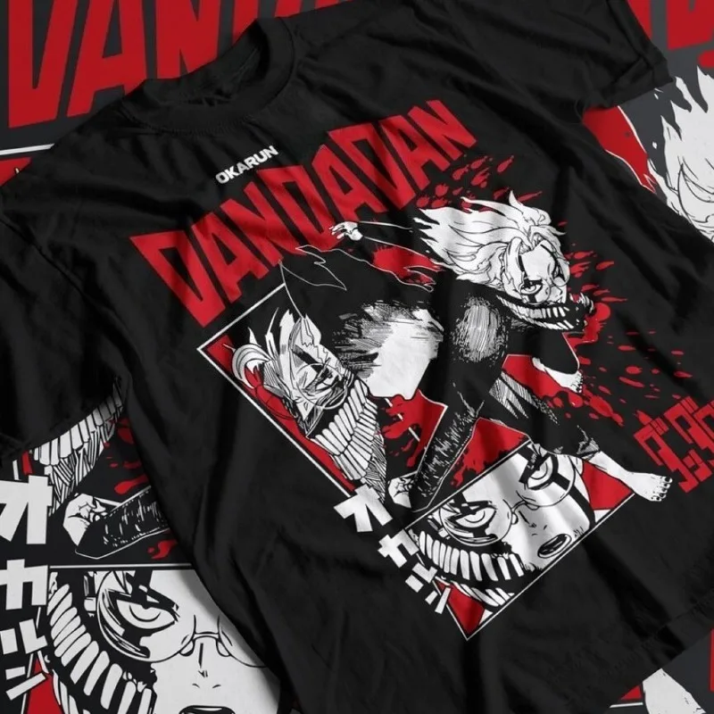 تي شيرت صيفي الأكثر مبيعًا من Danda Dan O 'Karen Anime - قميص بأكمام قصيرة بنمط هزلي باللونين الأسود والأحمر - ملابس أنيمي