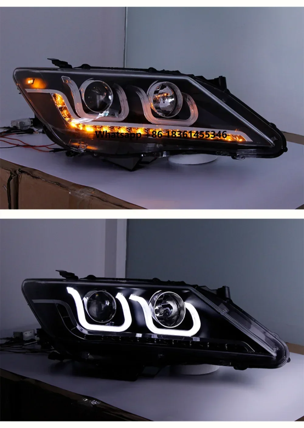 

For Camry 7th 2012-14 DRL Daytime Running Light Yellow turn signal Pair of Car Xenon Headlight