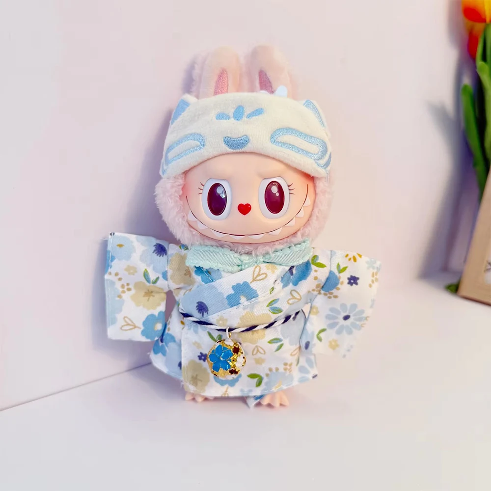 الصيف الطازجة نمط اليابان كيمونو مجموعة ل Labubu دمية صغيرة لطيف ضوء اللون الملابس إكسسوارات دمي