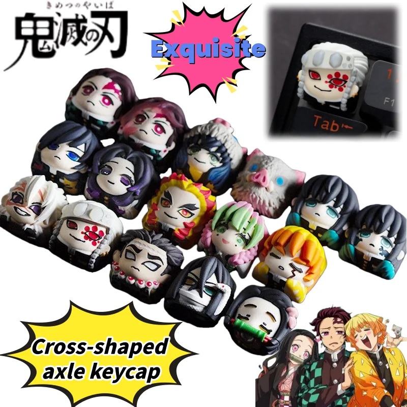 Demon Slayer Tanjiro Kamado Tokitou Muichirou Exquisite High-Value Cartoon Keycap Creative Anime Merchandise Cross-Shaft Keycap