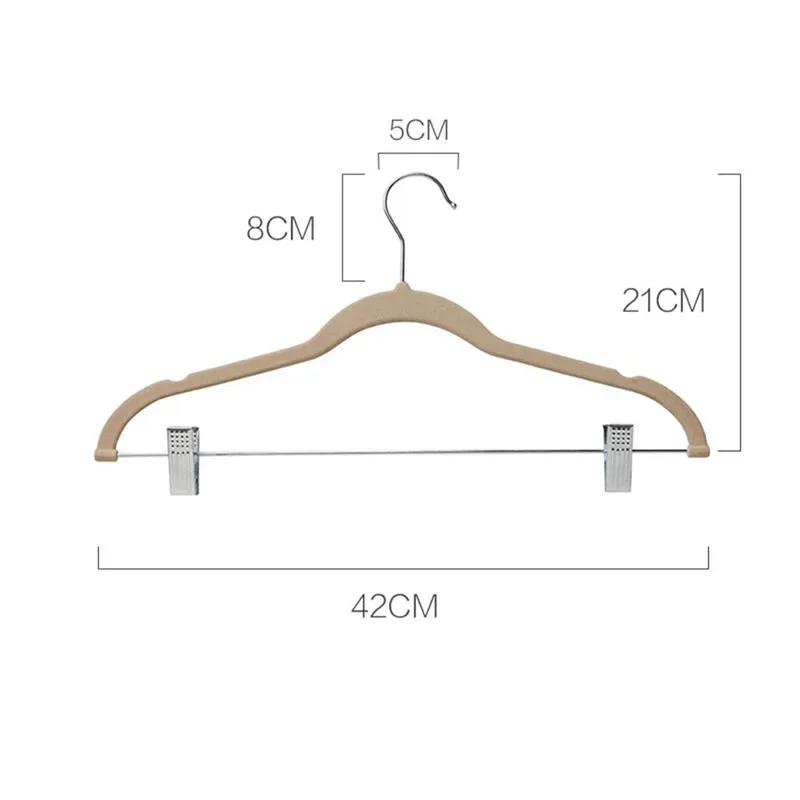 Cabides multifuncionais com clipes, organizador de roupeiro, rack de secagem, veludo, antiderrapante, armário, terno, roupeiro, 5 pcs por lote