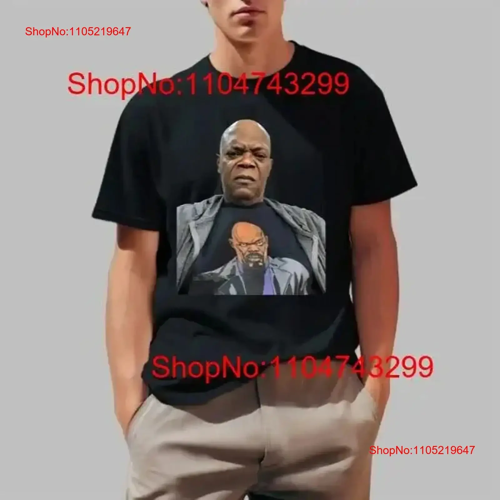 Samuel L Jackson Wearing A T Shirt Of Himself 2025 Size S to 5 XL vintage Washed Slightly fashion Breathable Casual graphic