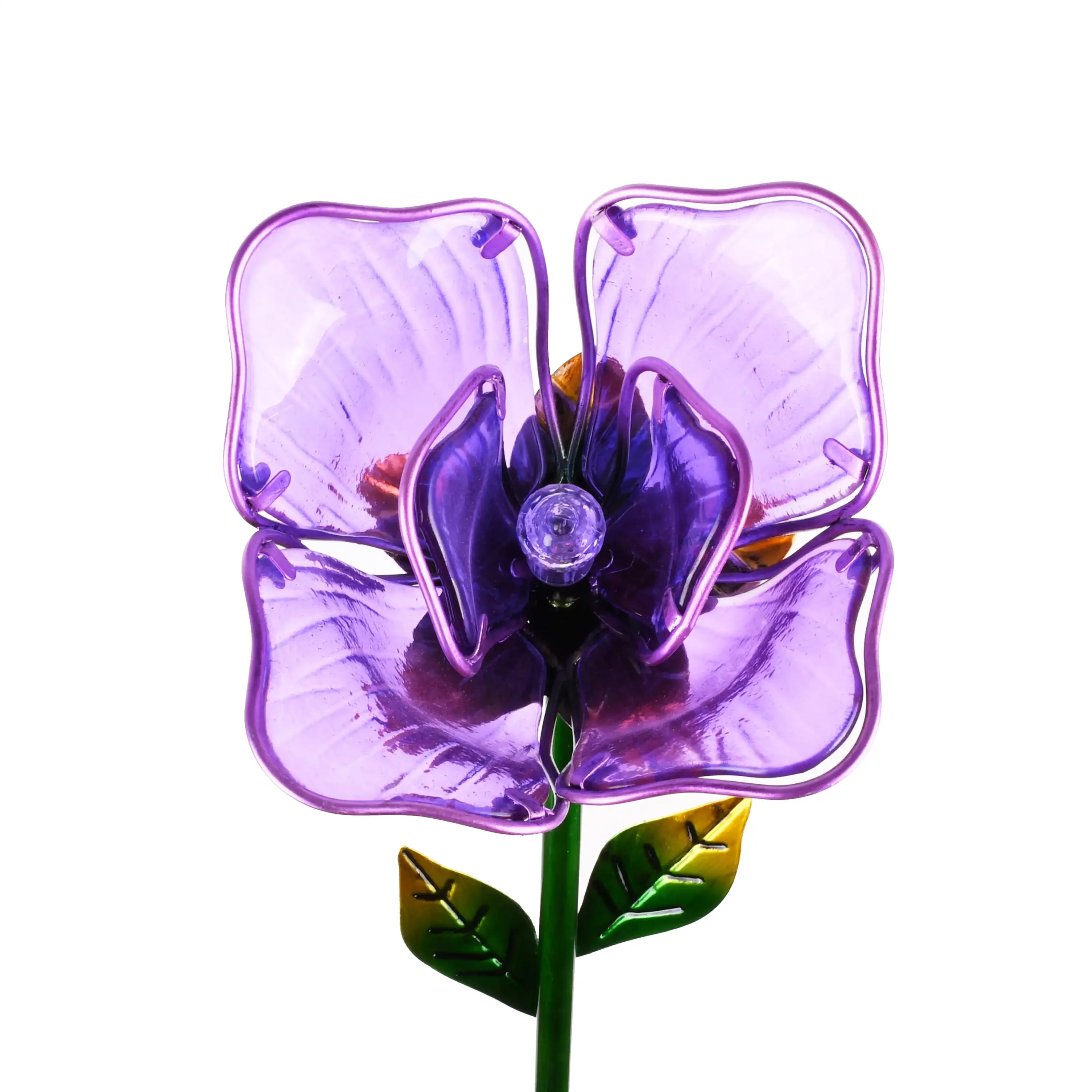 

30.3" Purple Flower Solar Powered Glass Garden Stakes (4 Pieces)Lights Up to 8 Hours on a Full Charge