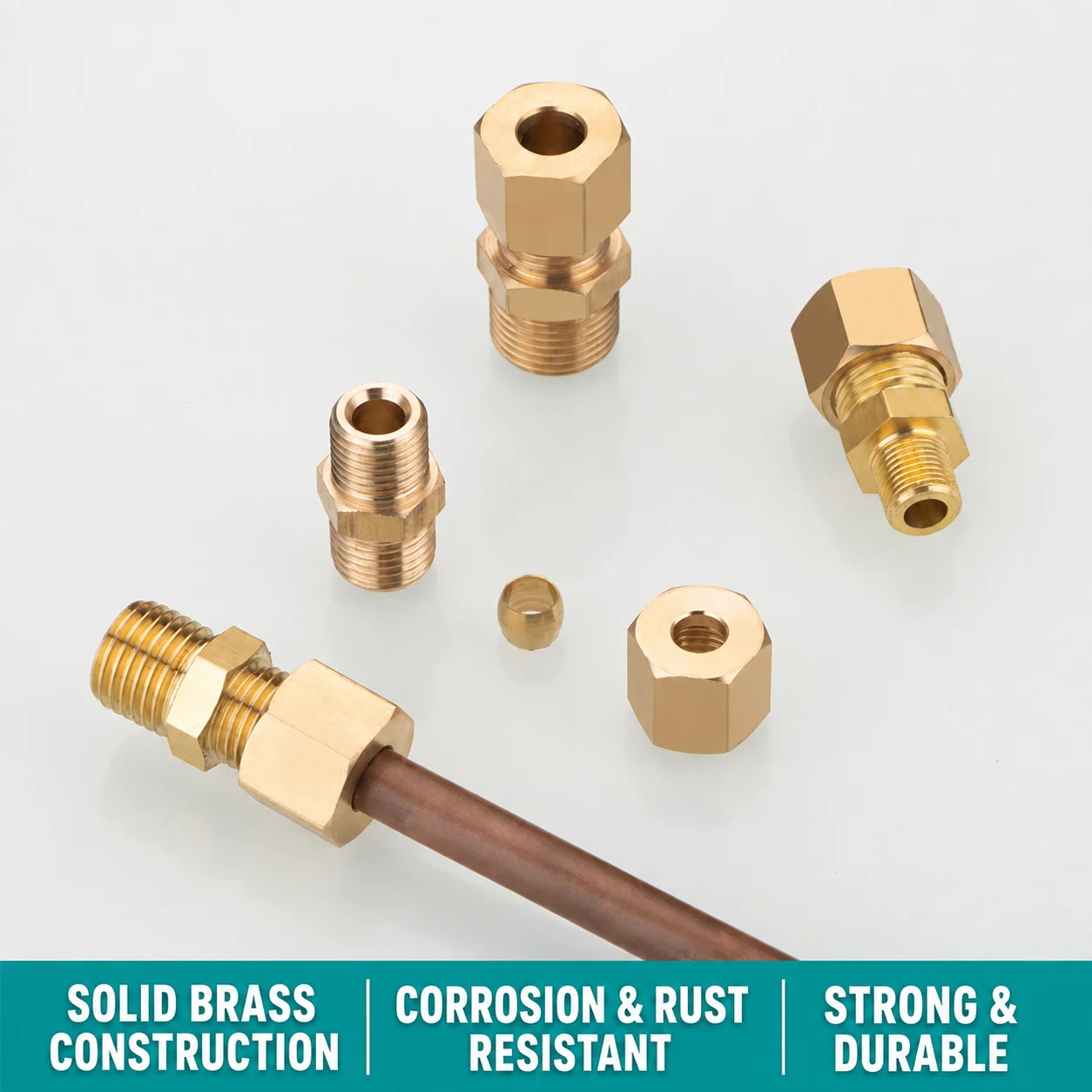 Full copper thickened outer wire copper tube sleeve joint, quick oil tube copper joint, straight through 3 4 6 8 10 12 -1/8 1/4