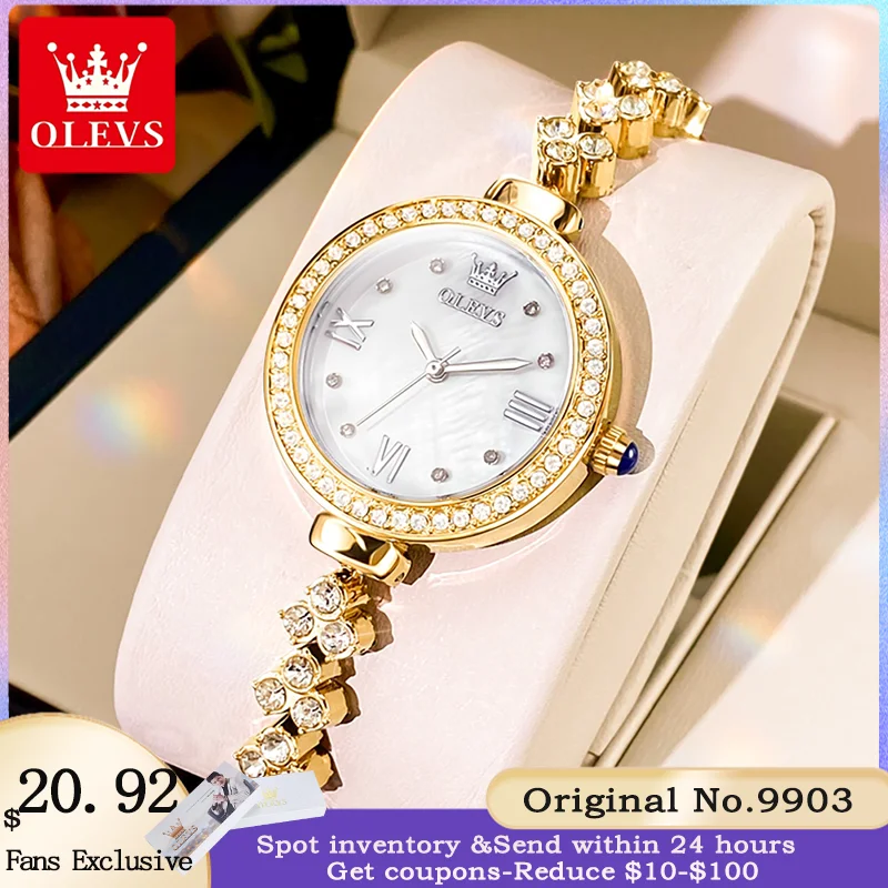 OLEVS 9903 Women\'s Watch High Quality Fashion Elegant Diamond Waterproof dial Stainless Steel Luxury Original Quartz Women Watch