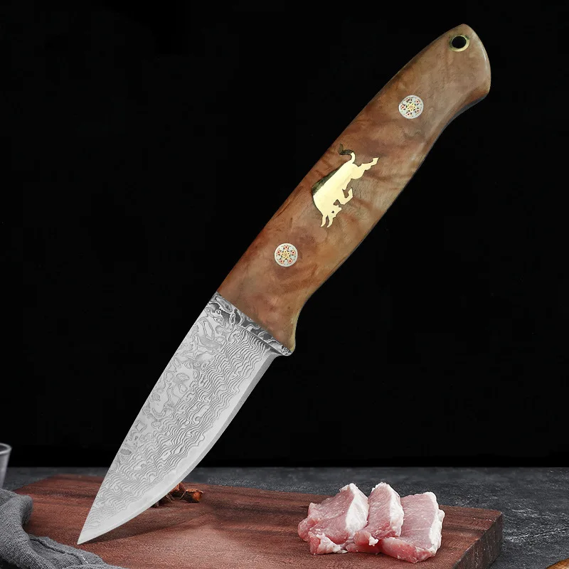 

BM4908 New Damascus steel knife with wooden handle, multi-purpose small knife, fruit knife, portable outdoor knife