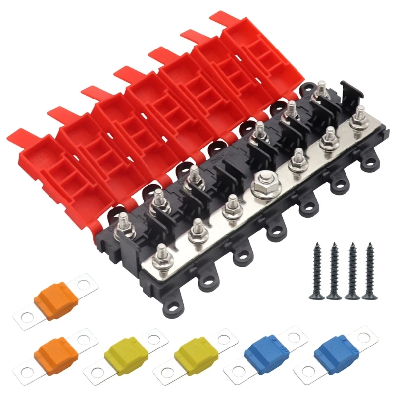 Bloque terminales fusibles múltiples Y9UC, 200A por circuito, caja fusibles retardantes llama 94V0, adecuada para