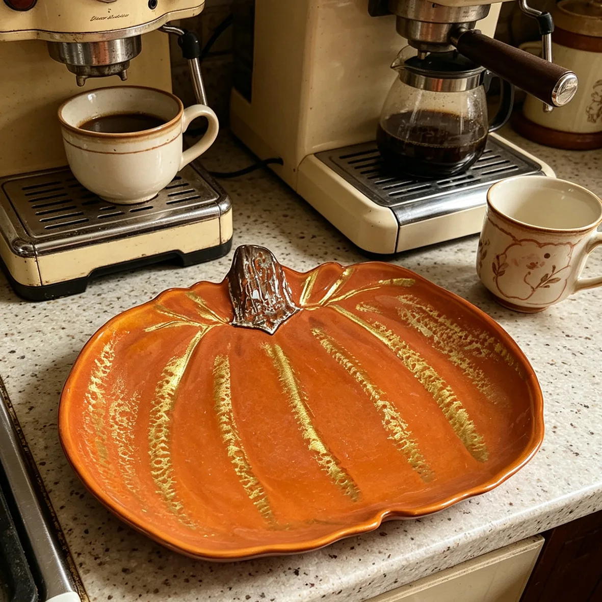 Pumpkin Shaped Glass Serving Storage Tray Autumn Dessert Plate for Halloween Thanksgiving Party Snack Fruit Platter Table Decor