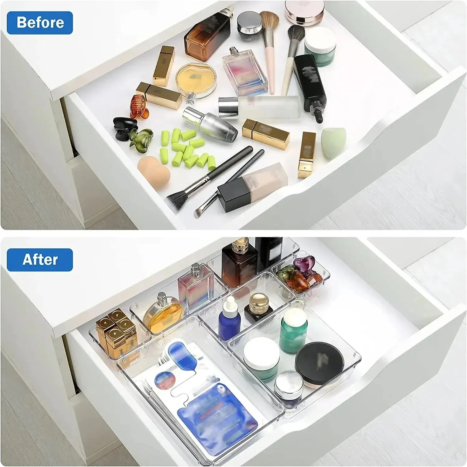 Clear Storage Box Multi-function Drawer Organizer Divider Dresser Sundries Bathroom Classification Plastic Storage Case