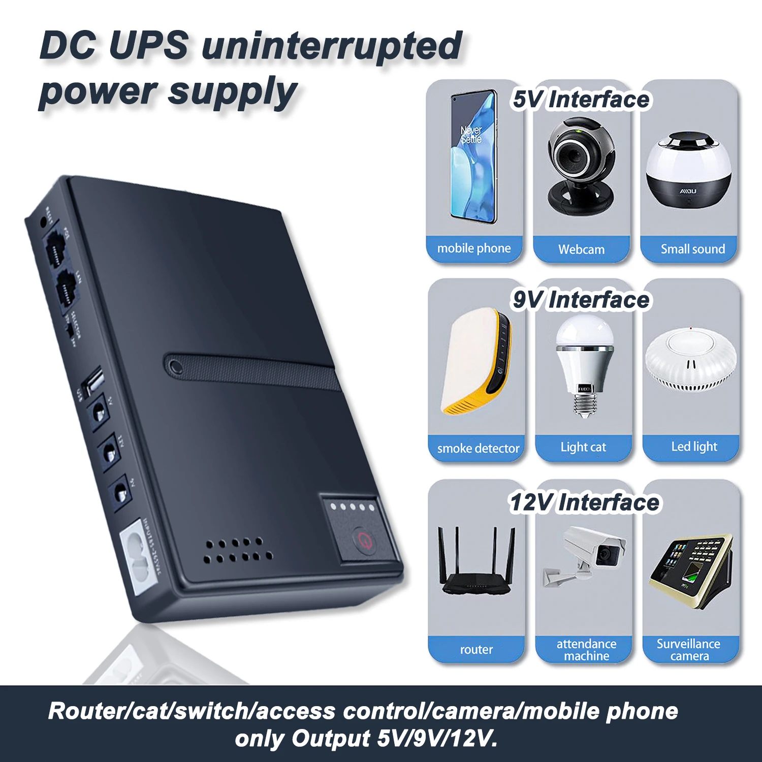 5V9V12V No Battery DC UPS 18W Router Optical Modem Monitor Phone Backup Uninterruptible Power Supply Portable Mini UPS