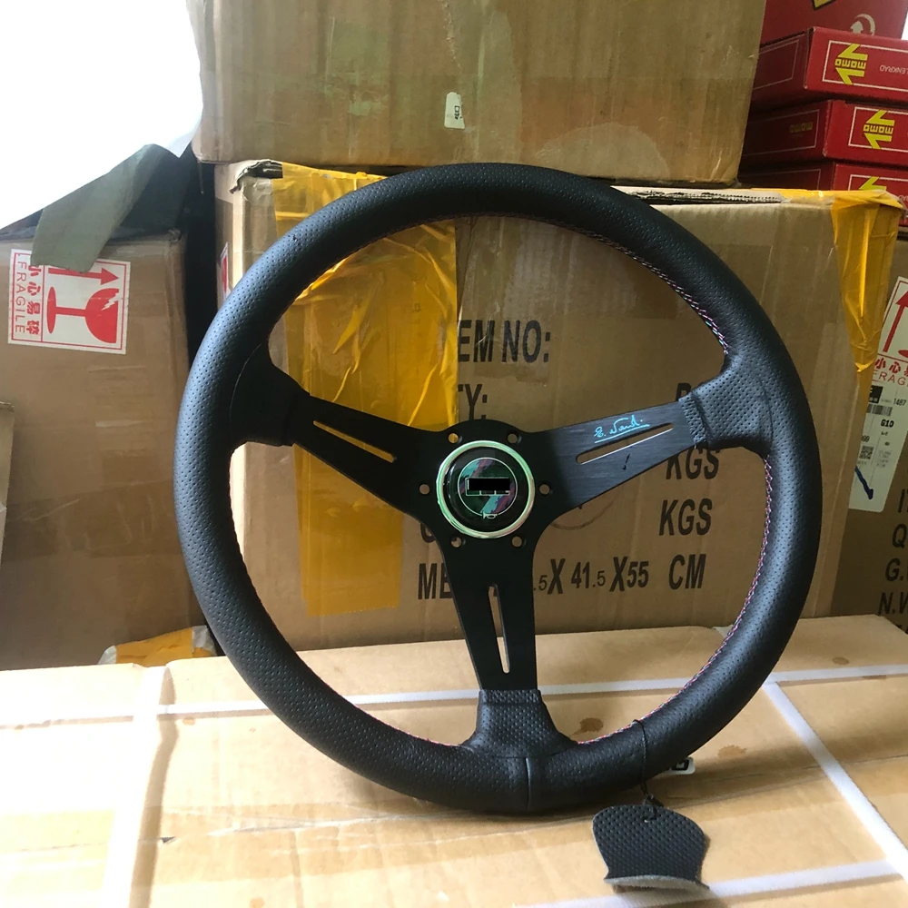 

Classic Drift 14Inch Nardi Steering Wheel JDM Deep Dish Real Leather Nardi X HK Steering Wheel Volantes For VW BMW Toyota Nissan