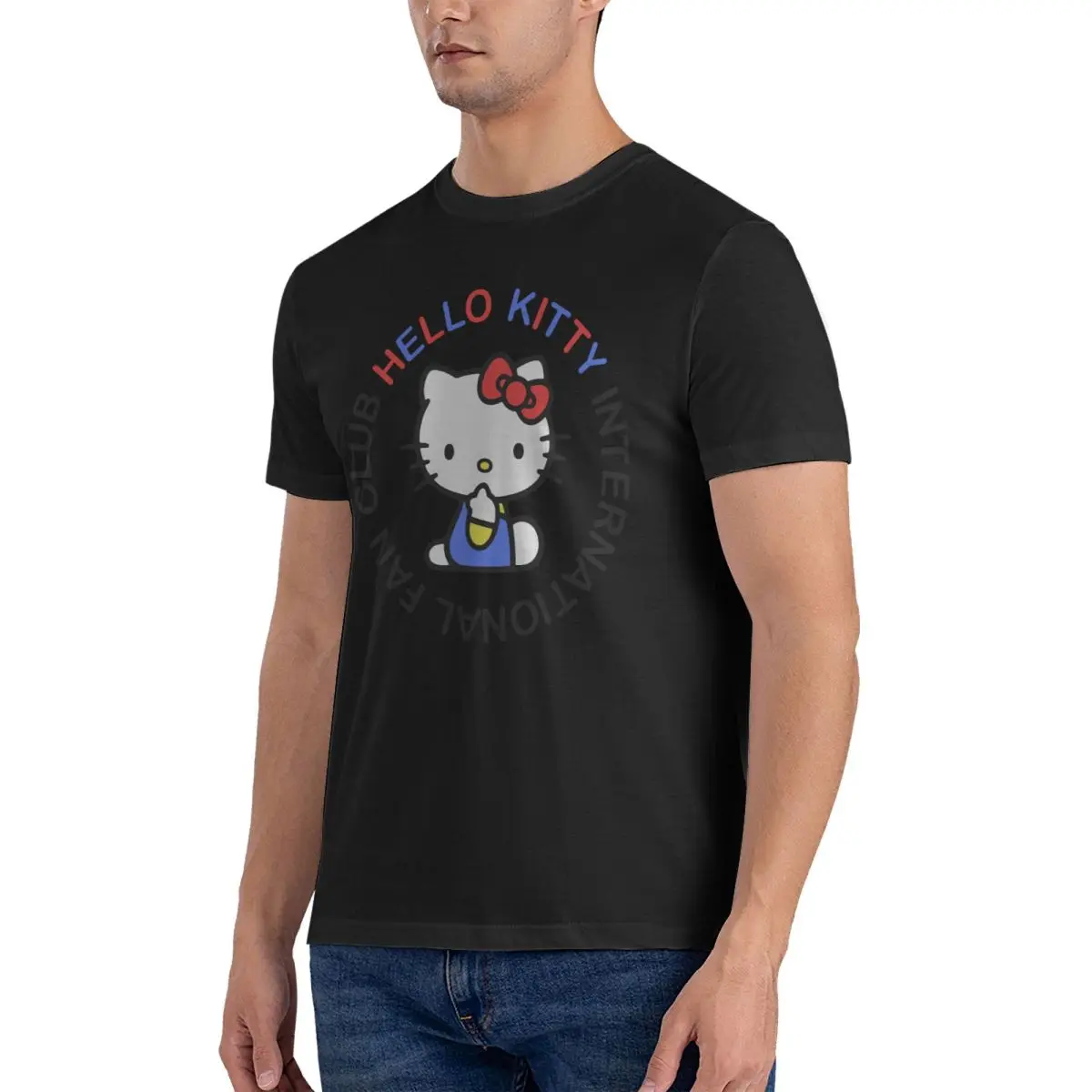 Fan T-Shirts for Men Hello Kitty Awesome Pure Cotton Tee Shirt O Neck Short Sleeve T Shirts Classic Tops