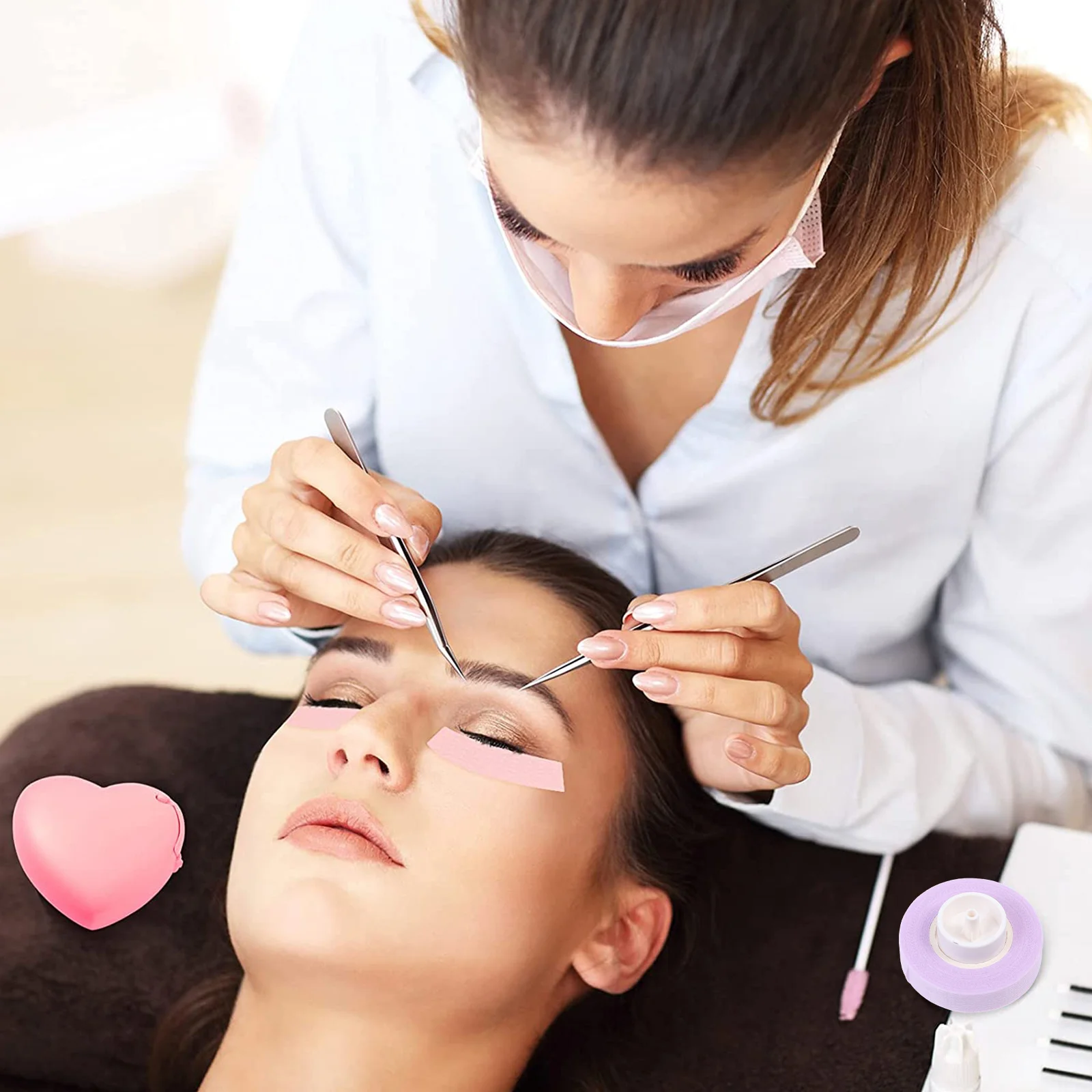 1 ensemble de bandes d'extension de cils, adhésif respirant pour peaux sensibles, outils de greffe faciles à utiliser avec coupe, bandes de maquillage pour Salon de beauté