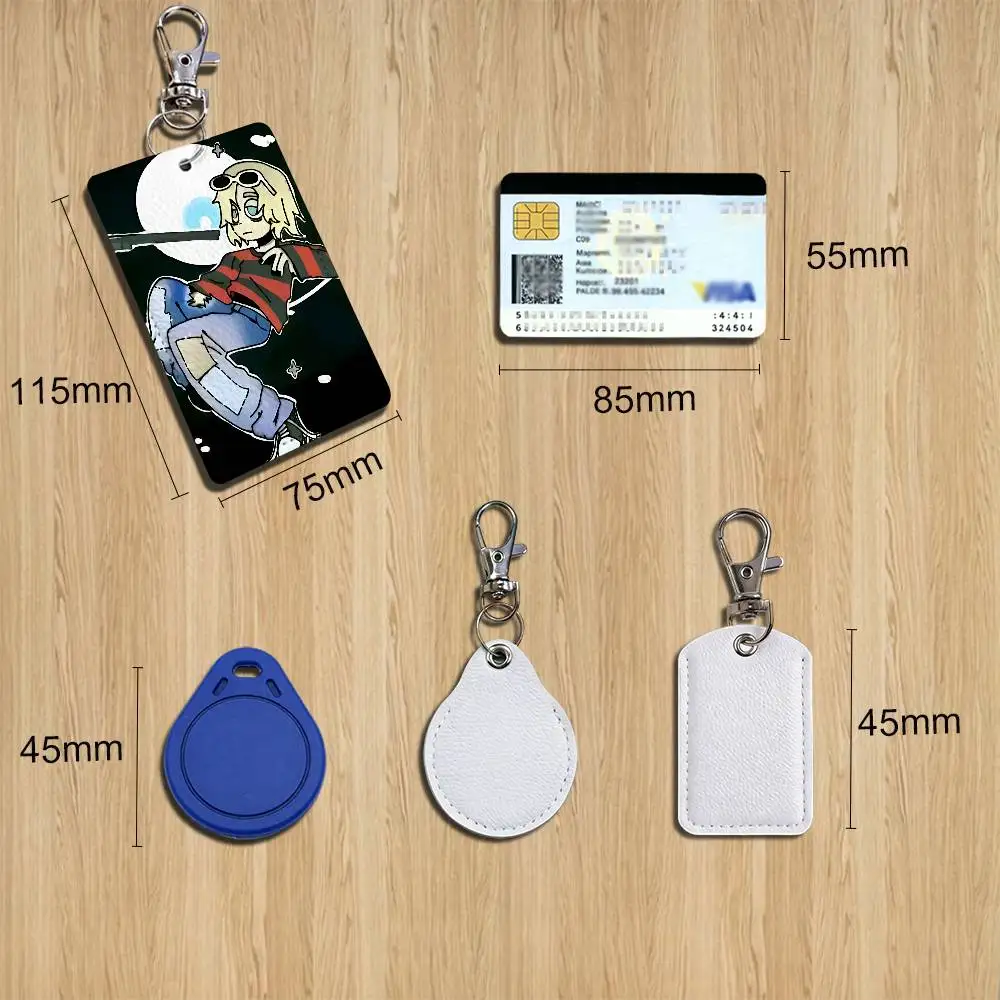 カート・コバーンバンド N-Nirvana 長方形 ID カードケース キーホルダー アクセスカードバッグ キータグリング レザーカードホルダー キーリング アクセス