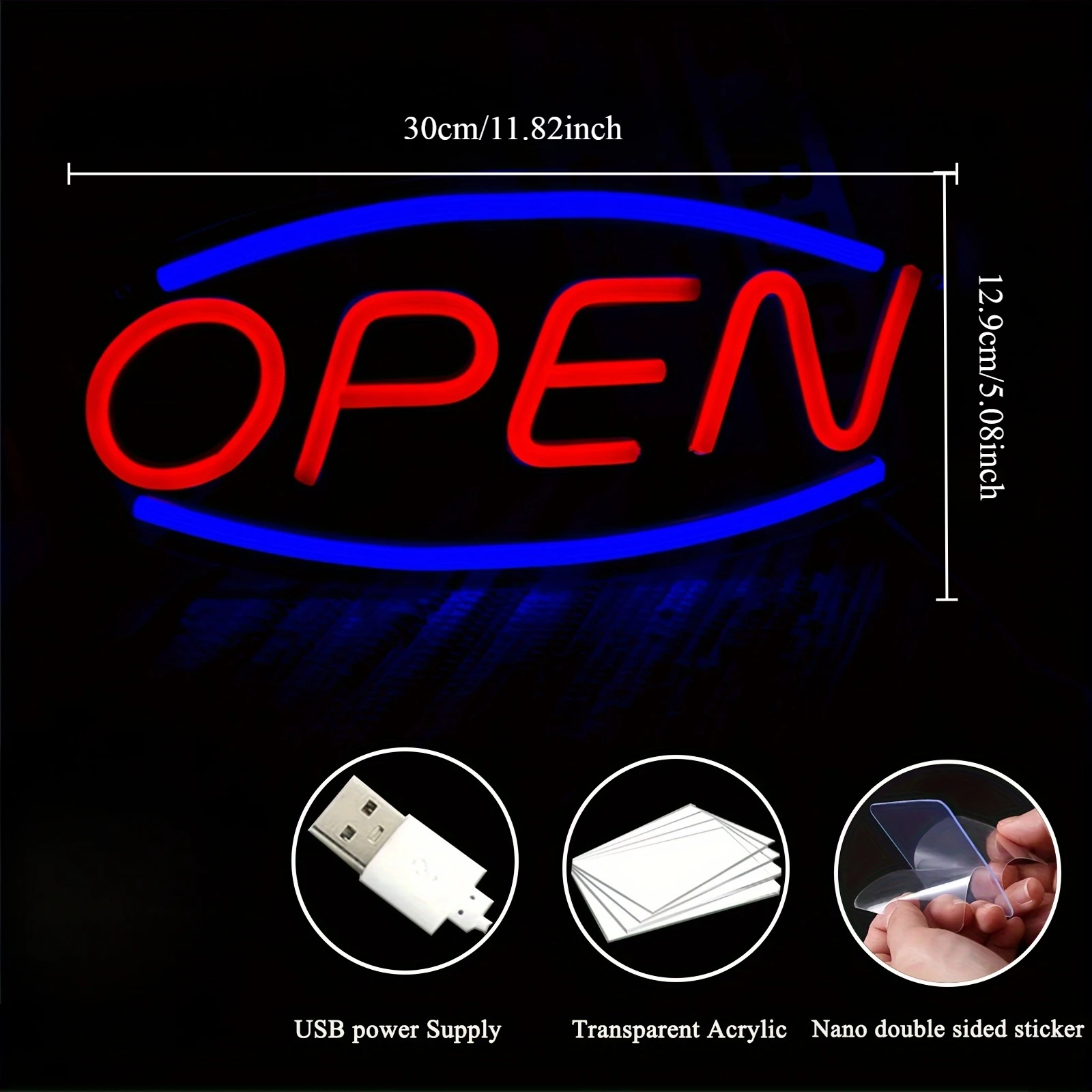 OPEN Neon Sign LED Neon Light Commercial Wall Lamp USB Powered Bar Shop Coffee Shop Hotel Outdoor Decoration