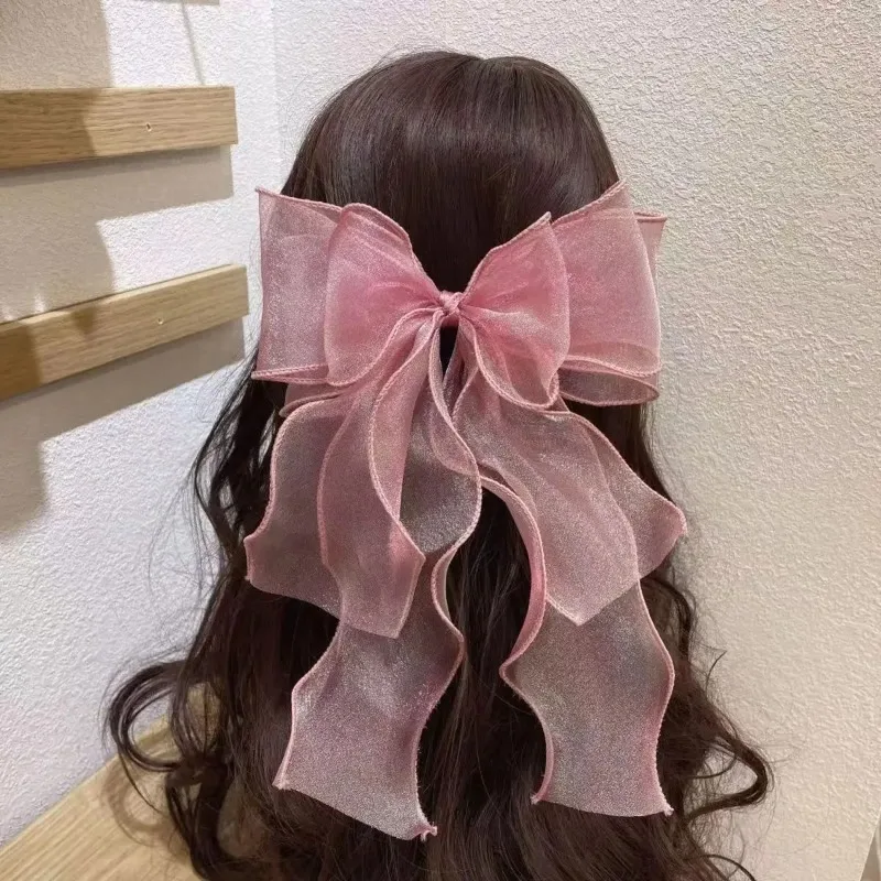 

Fashion Ribbon Bowknot Hair Clips Women Ponytail Bow Hairpins Barrettes Multi-layer BowKnot Hairclip Girls Headwear Spring Clip