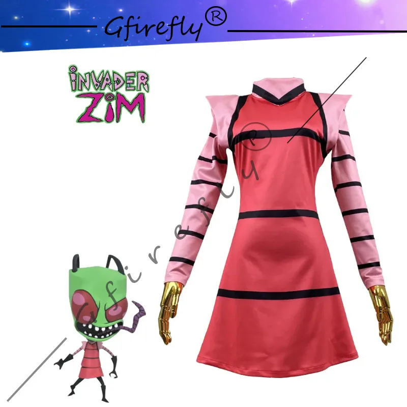 

Anime Movie Invader ZIM Cosplay Csotume red dress Magic cute style full set Holiday event dress up Halloween Christmas Comic-con