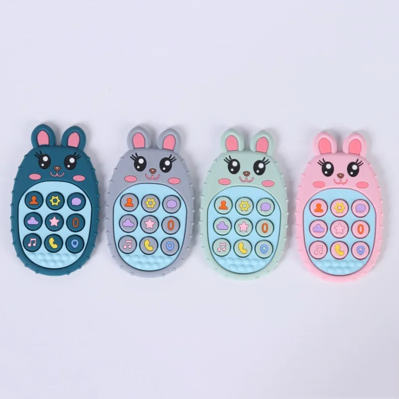1/4pcs Baby Teether Toys Chew Toys Cartoon Multicolor Rabbit Remote Control Shape Silicone Teething Toys Baby Soothing Toys