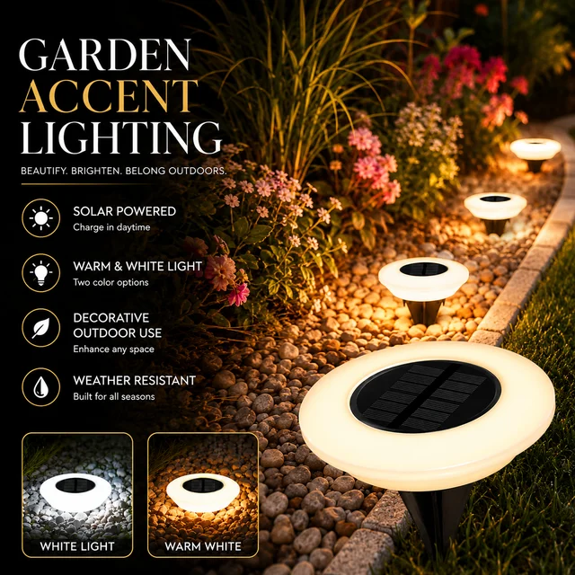 1/2Pack Solar Ground Lights,14LED Waterproof Outdoor Landscape Light, LED Lawn Lamp, for Garden Pathway Yard Deck Camping Decor 3