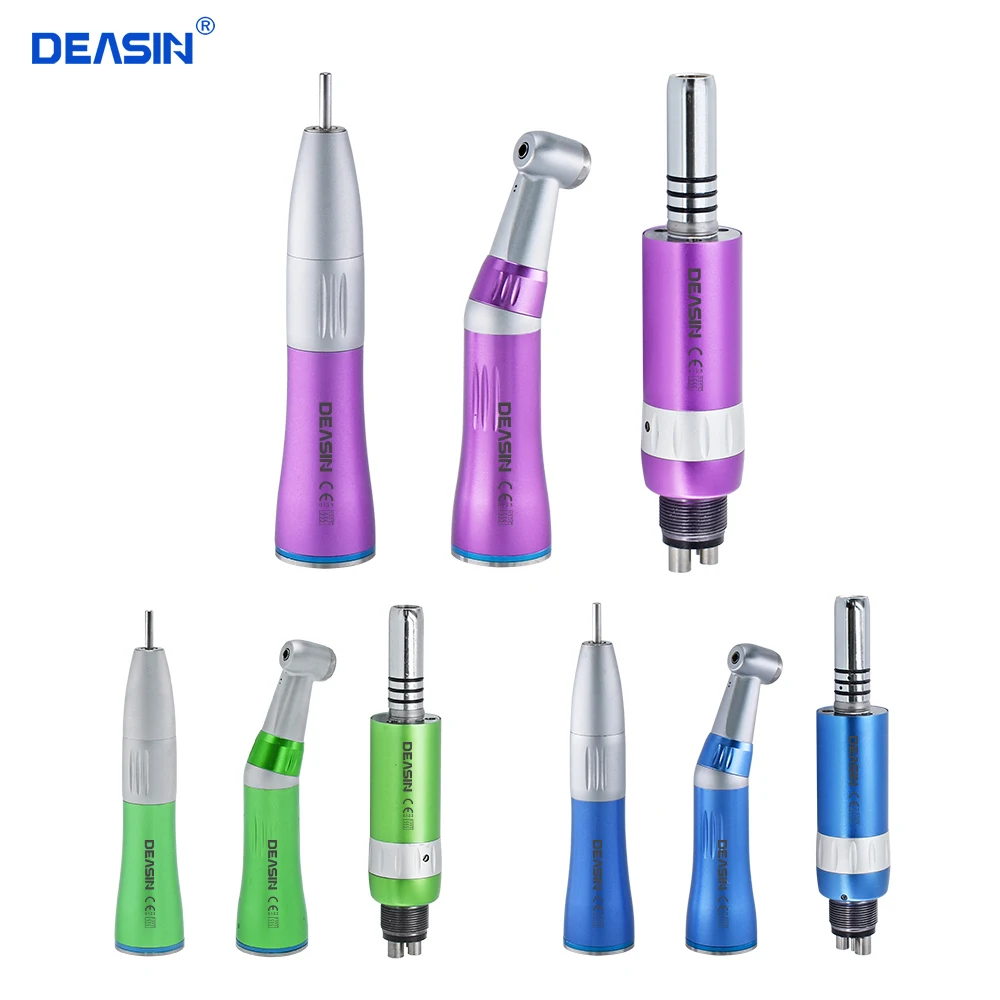 Dental colorful Low Speed Handpiece Kit Contra Angle Straight 1:1 E-type 4 Holes Air Motor With Internal Water Cooling System