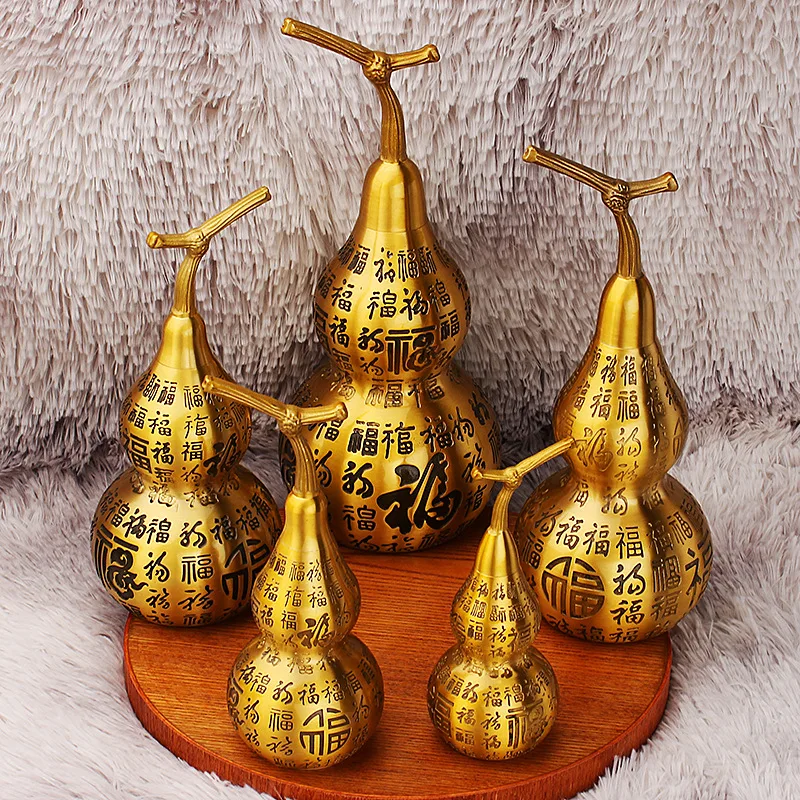 Brass Xiangyun Baifu Gourd Living Room Home Office Decorations Hot Sale at Scenic Spot Metal Crafts Copper Ornaments