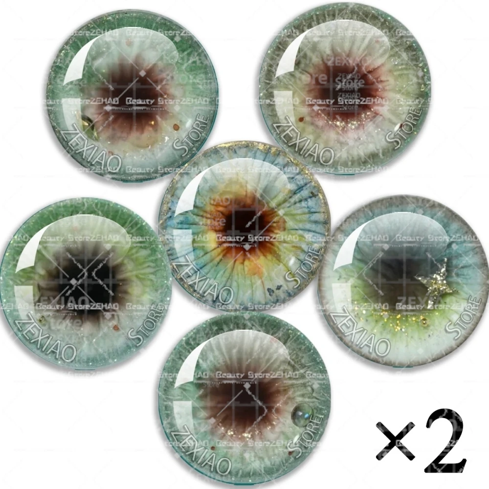 14mm Thin Eyes Chips Blythe Doll Eyes Classic Universal Glass Round Eyes Cabochon Dome Dragon Cat Eye Toys Jewelry MIX Pupil Eye