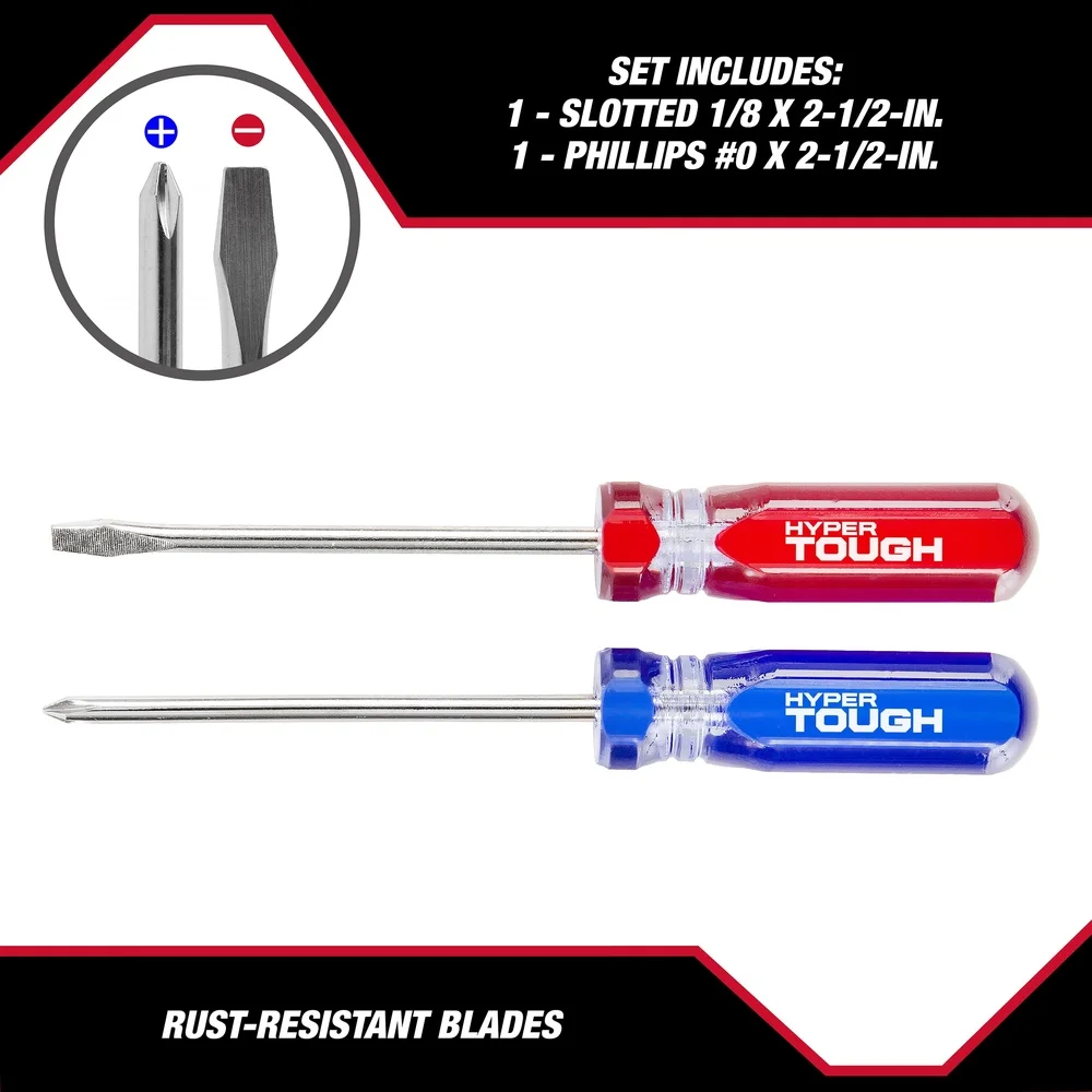 3 Pack Mini Pocket Screwdriver Set 4.5 Inch Acetate Handle Color Coded Rust Resistant Heat Treated Carbon Steel Blades