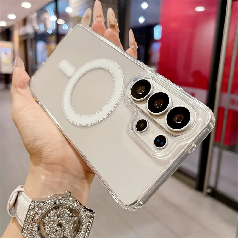 Funda magnética transparente original para Samsung Galaxy S26 S25 S24 S21 FE S22 S23 Ultra Plus A17 A16 A55 A36 A07 A54 2