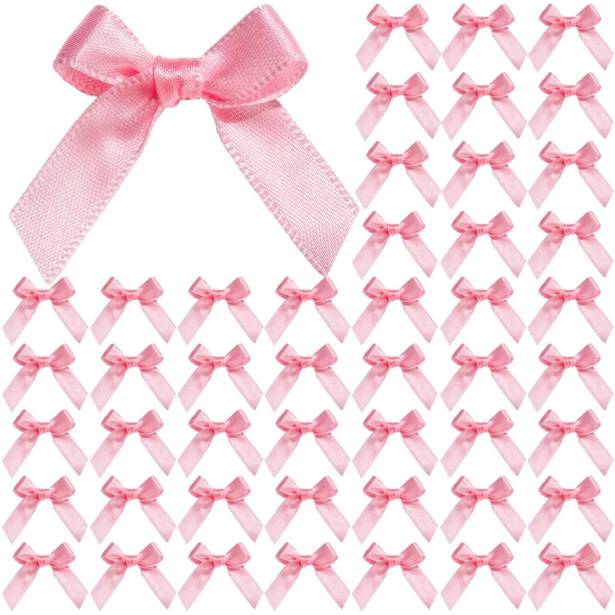 

Mini Pink Bows 50PCS Satin Fabric Ribbons for Crafts Tiny Bows Gift Box for DIY Cheer Pins Clothespins Wedding Party Gift Box