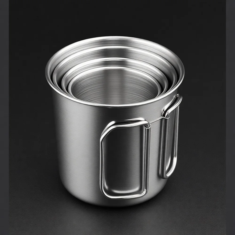 Camping Gear Cup 304 Stainless Steel Folding Mug Portable Outdoor Hiking Drinkware Lightweight Picnic Travel Water Tool