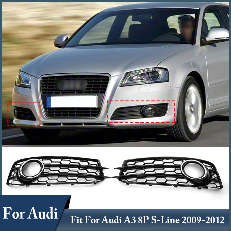

Car Modification Accessories Front Fog Light Lamp Frame Left And Right Trim Honeycomb Cover Fit For Audi A3 8P S-Line 2009-2012