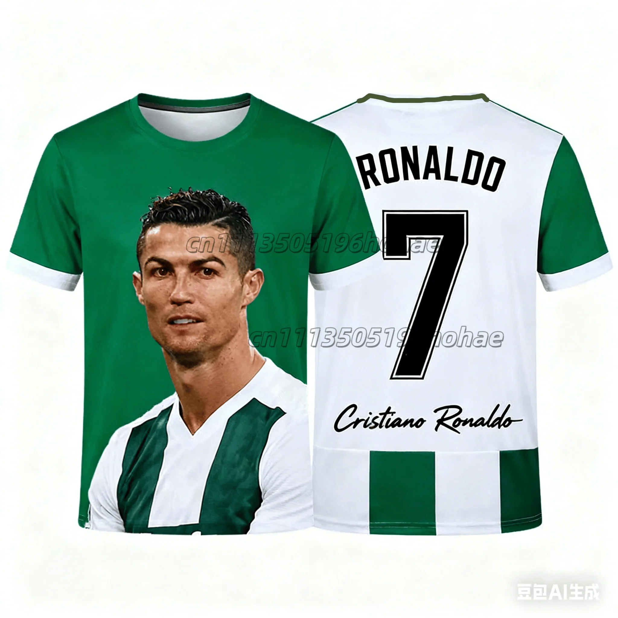 New Summer Style #Ronaldo No.7 #Color-Block Printed Quick-Dry Casual Oversized Sports T-Shirt for Adults and Kids