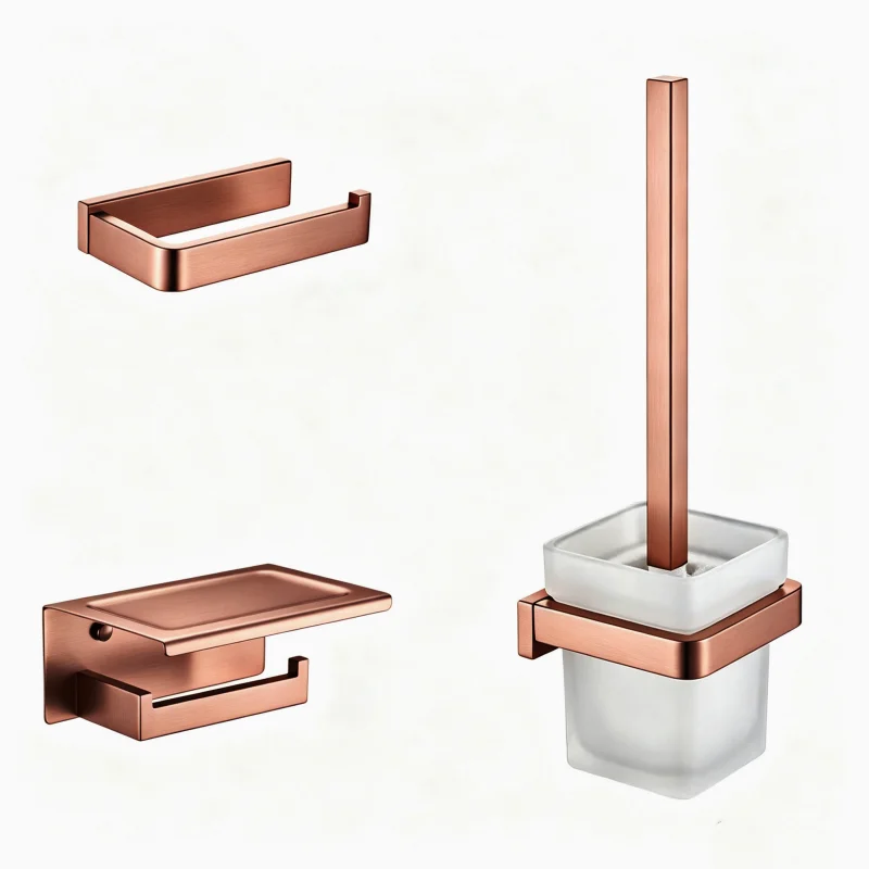 Brushed Rose Gold Wall Mount Shelf Toilet Bath Hardware 2/4/6 Hook Paper Holder Towel Bar Rack Rail Rod Robe Hook Hanger 3