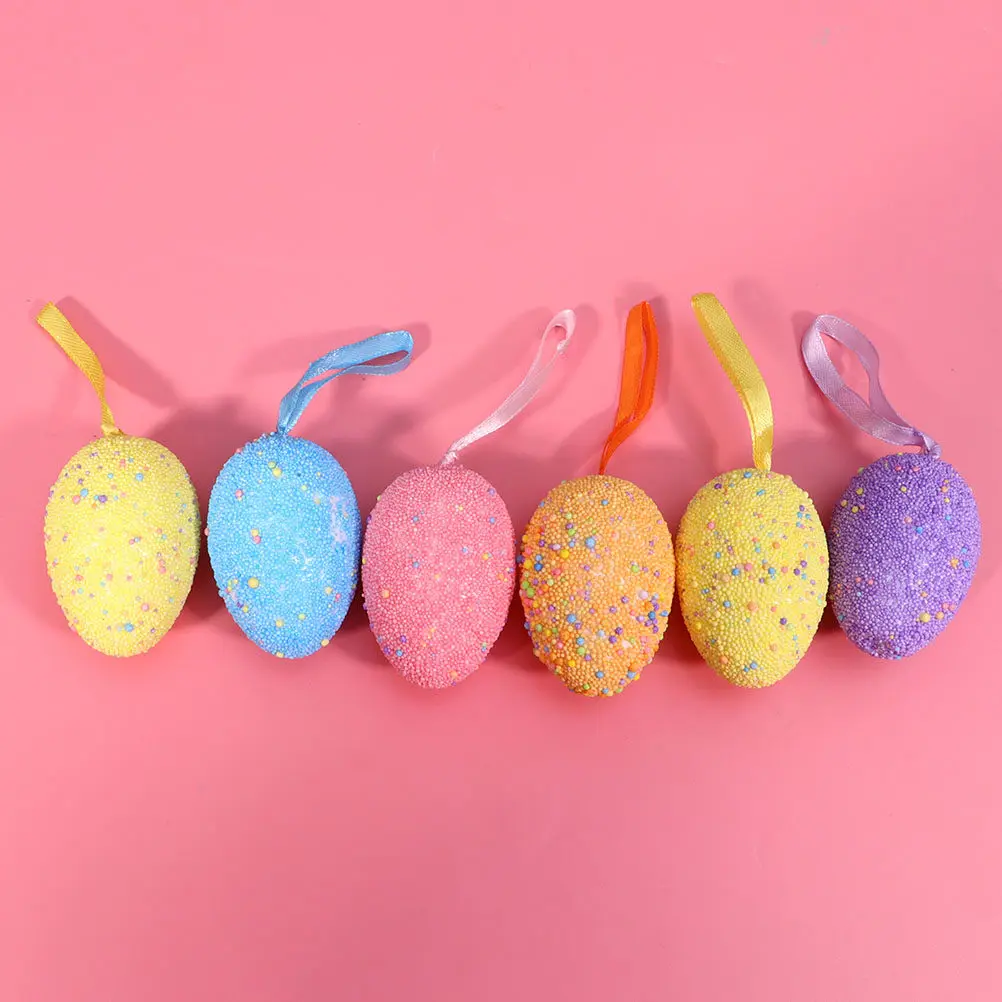 10Pcs Assorted Foam Easter Eggs Pendant Craft Kit for DIY Decoration Easter Party Theme Photo Prop Festive Home Decoration
