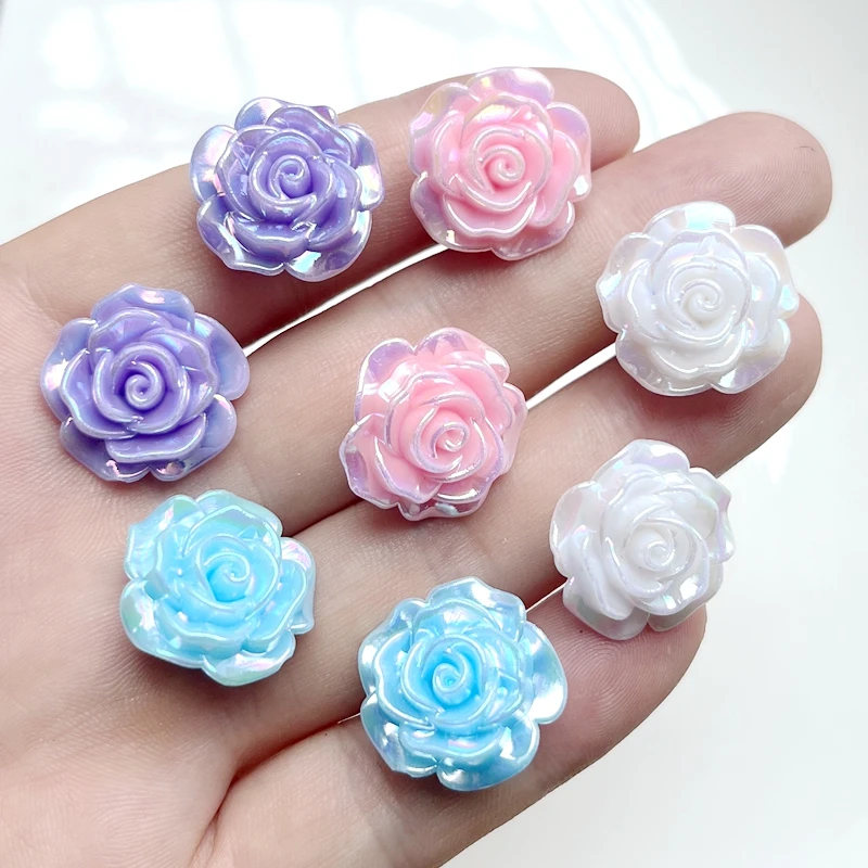 10pcs Colorful UV Plated Brilliant Rose String Beads Wedding Decoration Flowers DIY Jewelry Decoration Accessories Party Beads