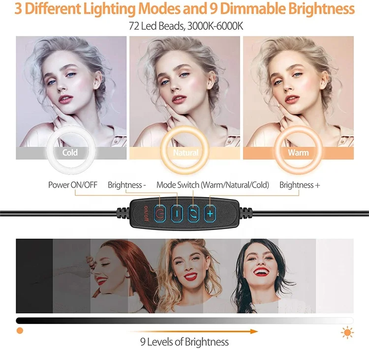 Illuminazione professionale per videoconferenze regolabile da 6 pollici Selfie Led Fotografia Anello luminoso per computer portatile Sorgente desktop