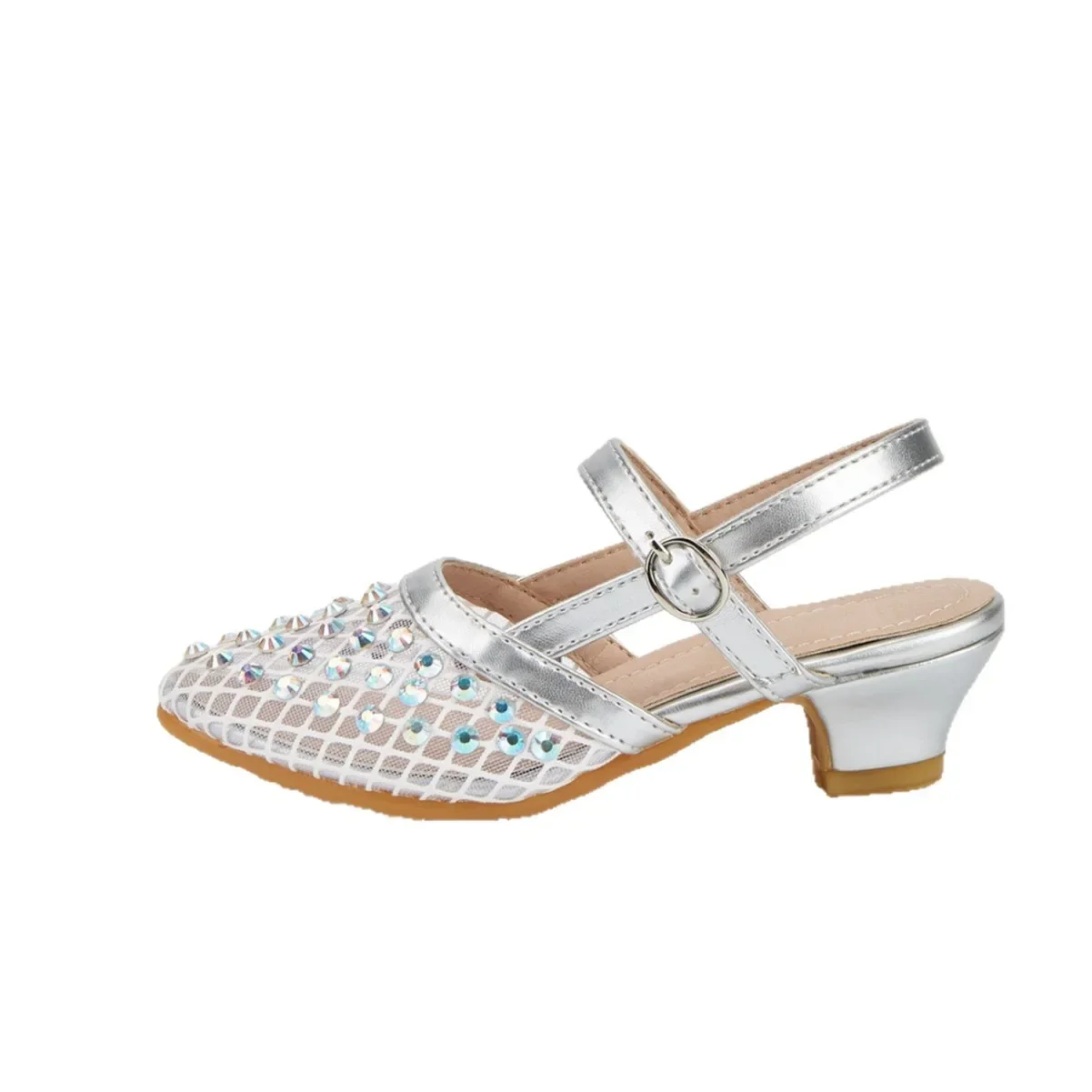 

Childrens Summer Sandals New Soft Bottom Kids Sandals Cuts-outs Breathable Mesh Fashion Shiny Glitter Princess Dance Mary Jane