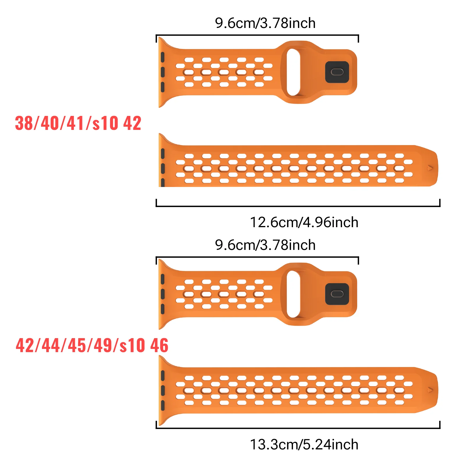 Fluoroelastomer Sport Band for Apple Watch Ultra/Ultra 2/Ultra 3 49mm, Series 11/10/9/8/7/SE 38-46mm, Breathable Mesh, 1PC