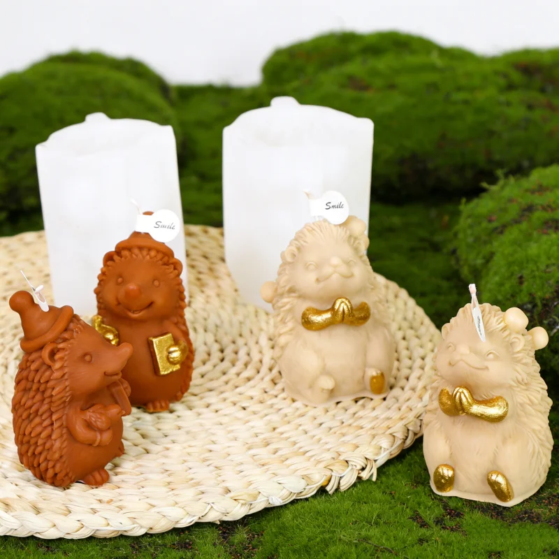Niedliche 3D-Igel-Silikonform für Kerzen, Bezaubernder Sitzender Igel mit Vogel, Harz-Aromatherapie-Form, Gemütliche Rustikale Heimdekoration