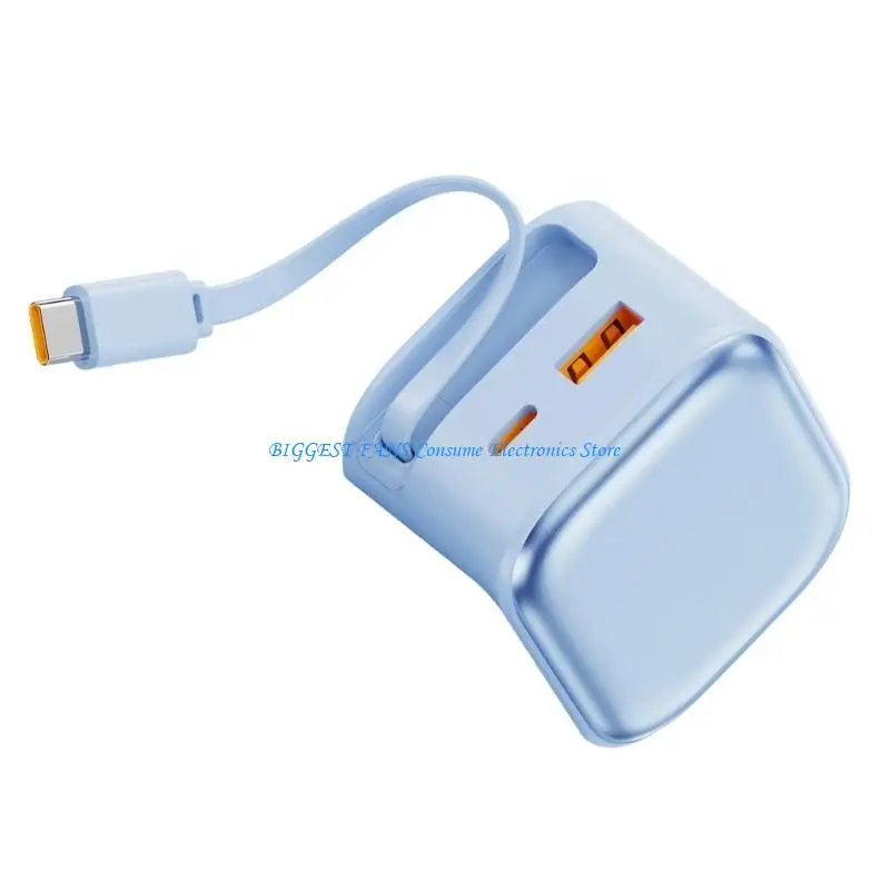 Portable Double Port 35W Charges Build In Retractable Cord Efficient for Home