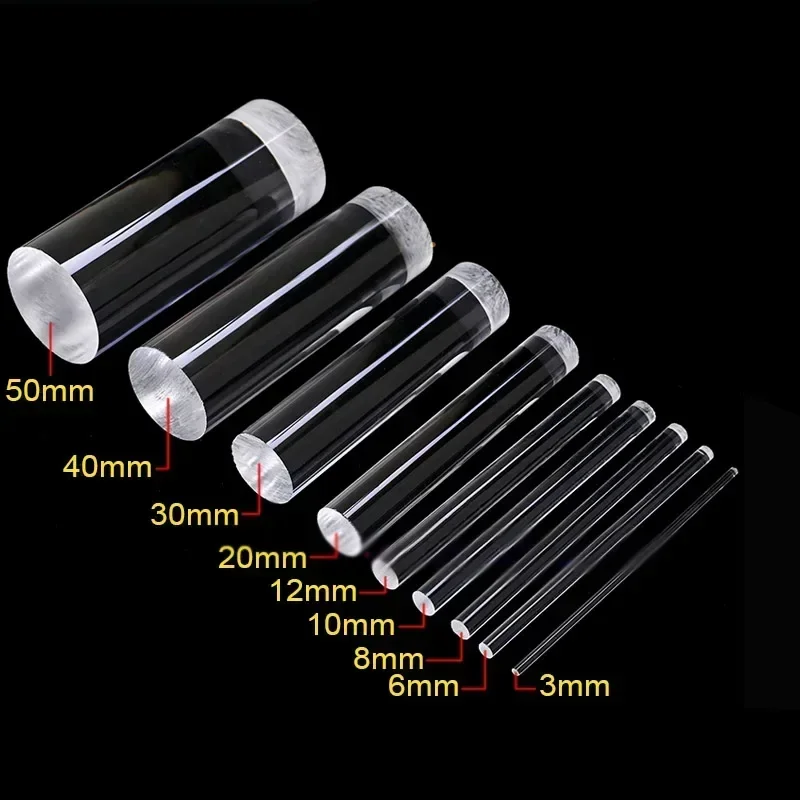 อะคริลิคใสพลาสติก Plexiglass Solid Rod PMMA รอบบาร์แก้วอินทรีย์ Rod DIY Craft สถาปัตยกรรมชุดวัสดุ