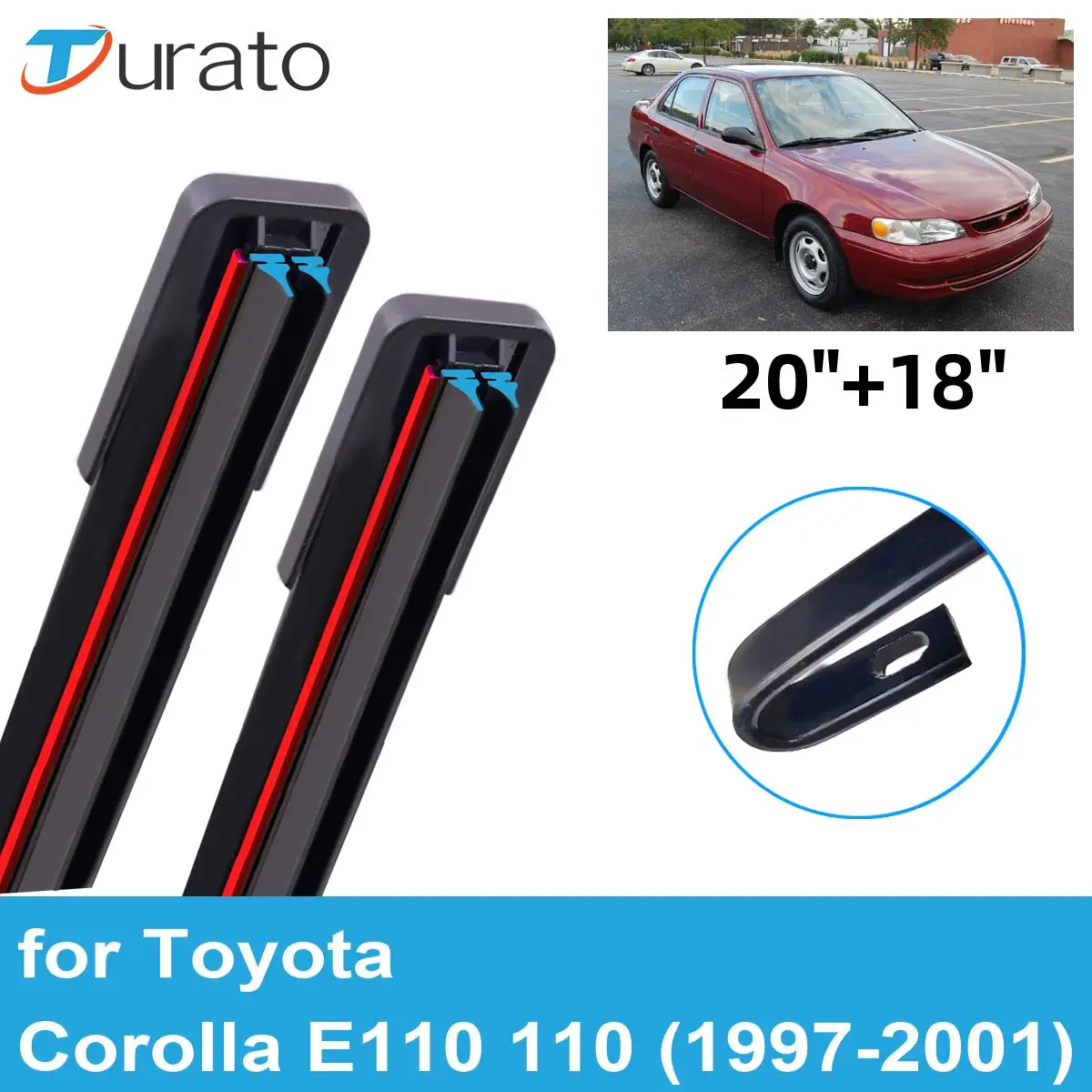 2PCS Car Wiper Blades for 1997-2001 Toyota Corolla E110 110 Front Windscreen Windshield Double Rubber Car Accessories 2000 2001