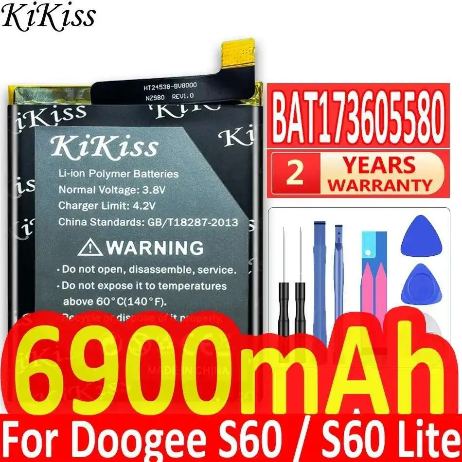 BAT173605580 Долговечный аккумулятор для мобильного телефона 6900 мАч для Doogee S60 Lite BAT17M15580 Прочный